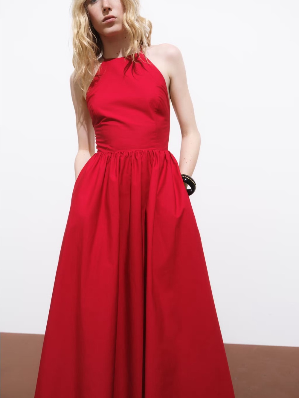 Mango Red Backless Spaghetti Strap Maxi Dress